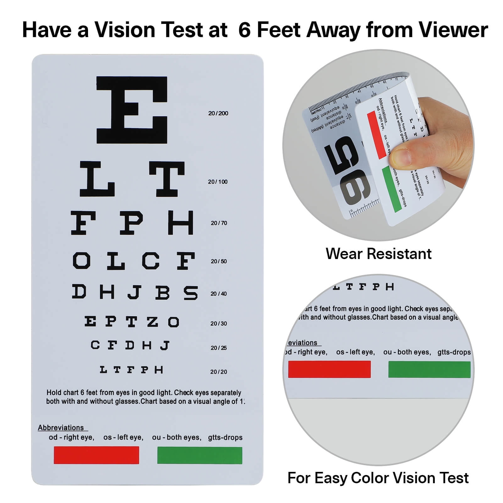 Eye Exam Chart Vision Eye Test Chart Snellen Eye Charts For Eye Exams 20  Feet Symbol Medical Wall Occluder Vision Art Print Poster No Glare Wood  Frame Display 8x12 - Poster Foundry
