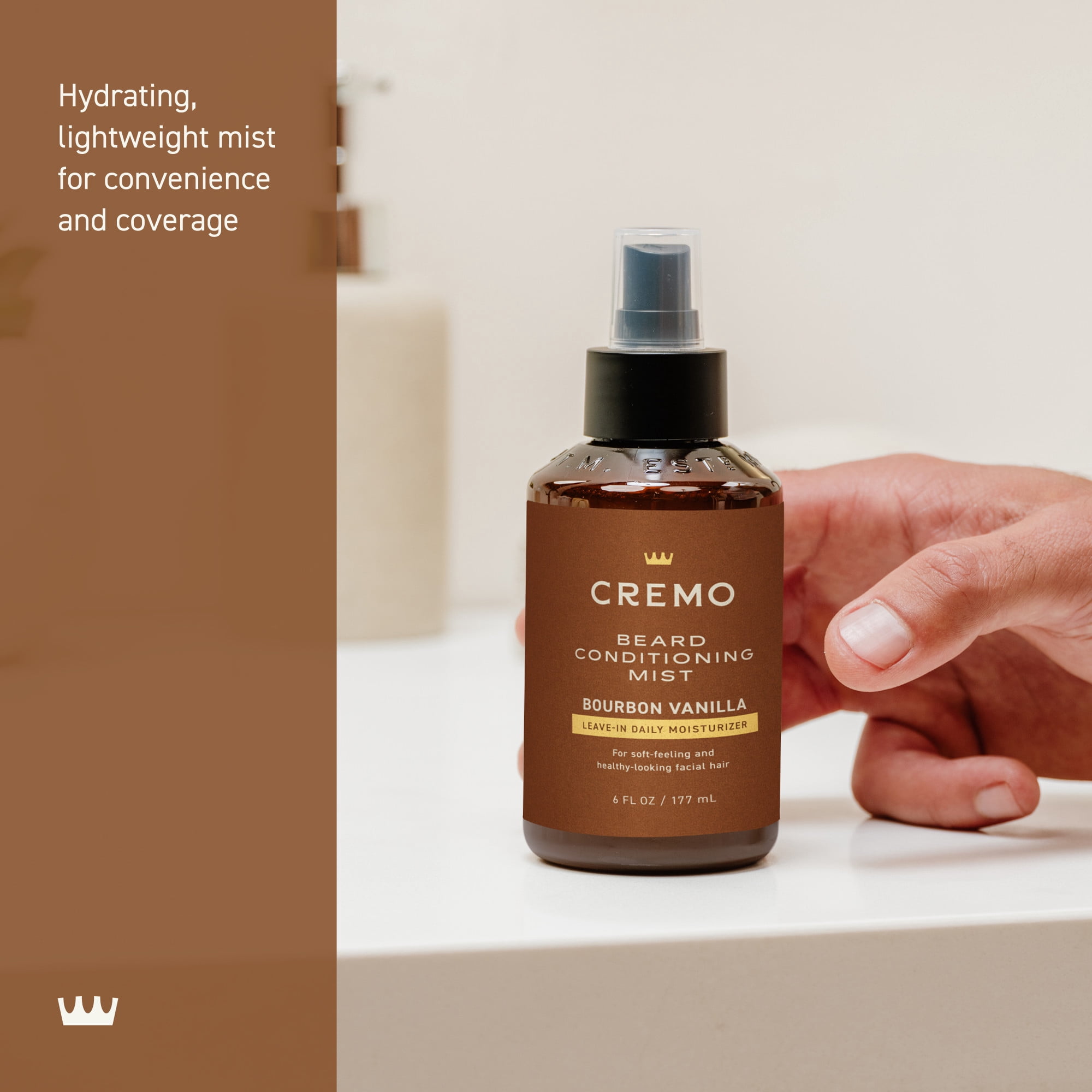 Cremo Beard Conditioning Mist, Bourbon Vanilla Scent, 6 fl oz