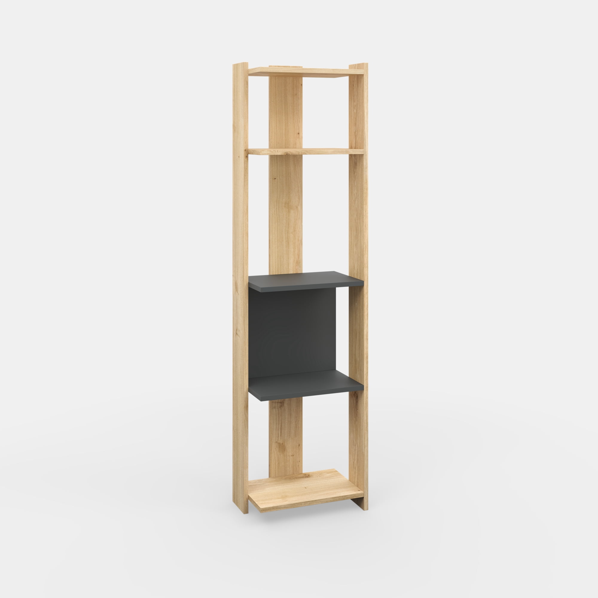 Ada Home Decor Abis 4 Tier Bookcase, Anthracite/Oak
