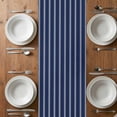 thumbnail image 4 of Navy Blue Striped Short Table Runner 48 Inches Long,Navy Blue White Farmhouse Stripes Cotton Linen Table Runners Dresser Scarves,Tabletop Scarf Furniture Cover for Home Dinner Party Decor 13"x48", 4 of 8