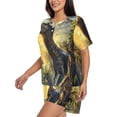 thumbnail image 2 of Fotbe Sunshine Jungle Dinosaur Print Pajama Set for Women 2 Piece Loungewear Short Sleeve Tops and Shorts Set Soft Sleepwear-Medium, 2 of 7