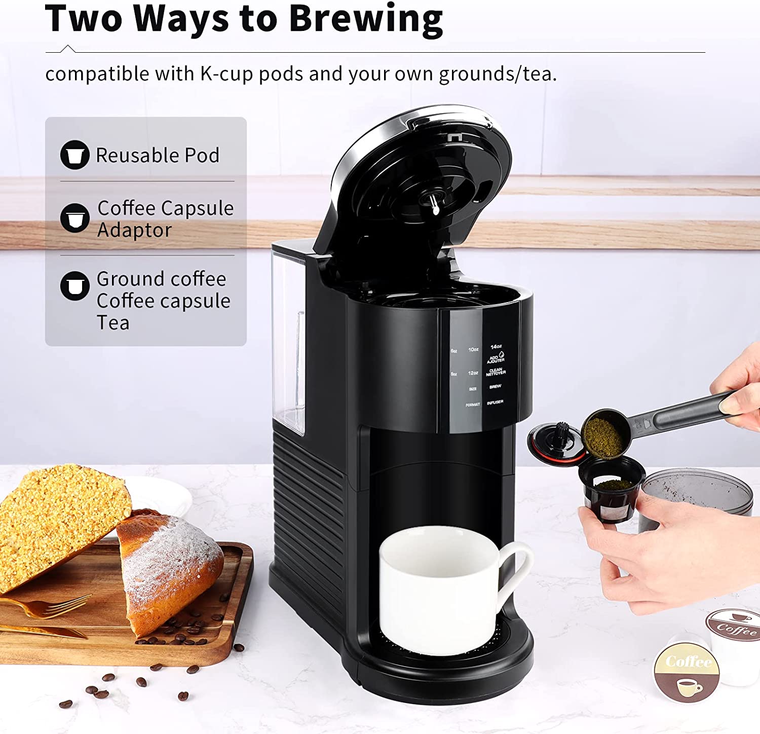 VIMUKUN Single Serve Coffee Maker for K-Cup Pod and Ground Coffee 6 to ...