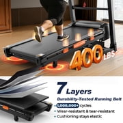 Treadmill with 20% Auto Incline for Home, 300-400LB Capacity, Folding Running Walking Treadmill, 12MPH Max Speed, 105 Programs, Bluetooth, Smart Apps, 1218 Newly Upgraded
