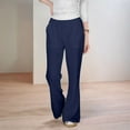 thumbnail image 6 of BYHONG Girls Pants Casual Flowy Loose Fit Linen Pants High Waist Pant Loose Flared Pants Kids Trousers Beach Pants Navy 130, 6 of 9