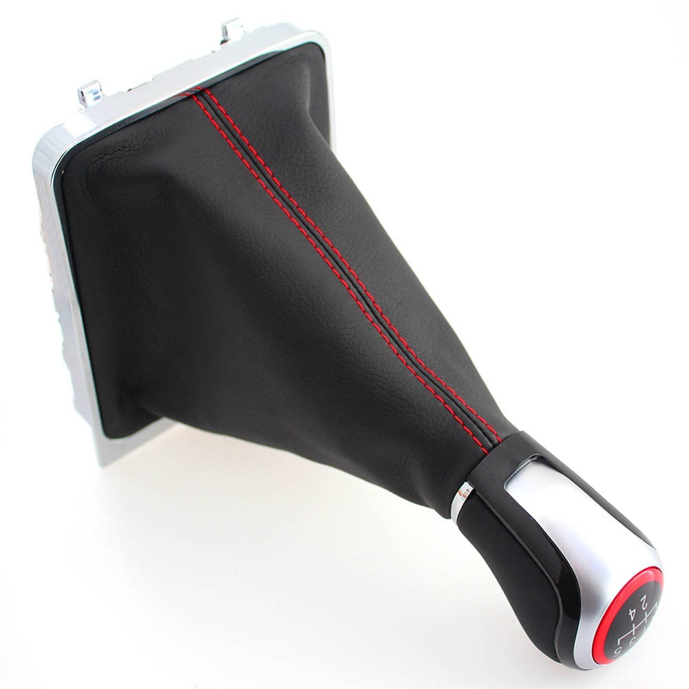SPRING 5 Speed Speed Manual Gear Shift Knob With Leather Boot Collar Case Cover For Passat For B6 2005-2011 Interior Part