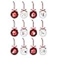 thumbnail image 3 of Rae Dunn Christmas Ornaments - Set of 12 Glass Balls with Cute Holiday Designs - 60mm / 2.36 Inch Hanging Decorations for Xmas Tree, 3 of 4