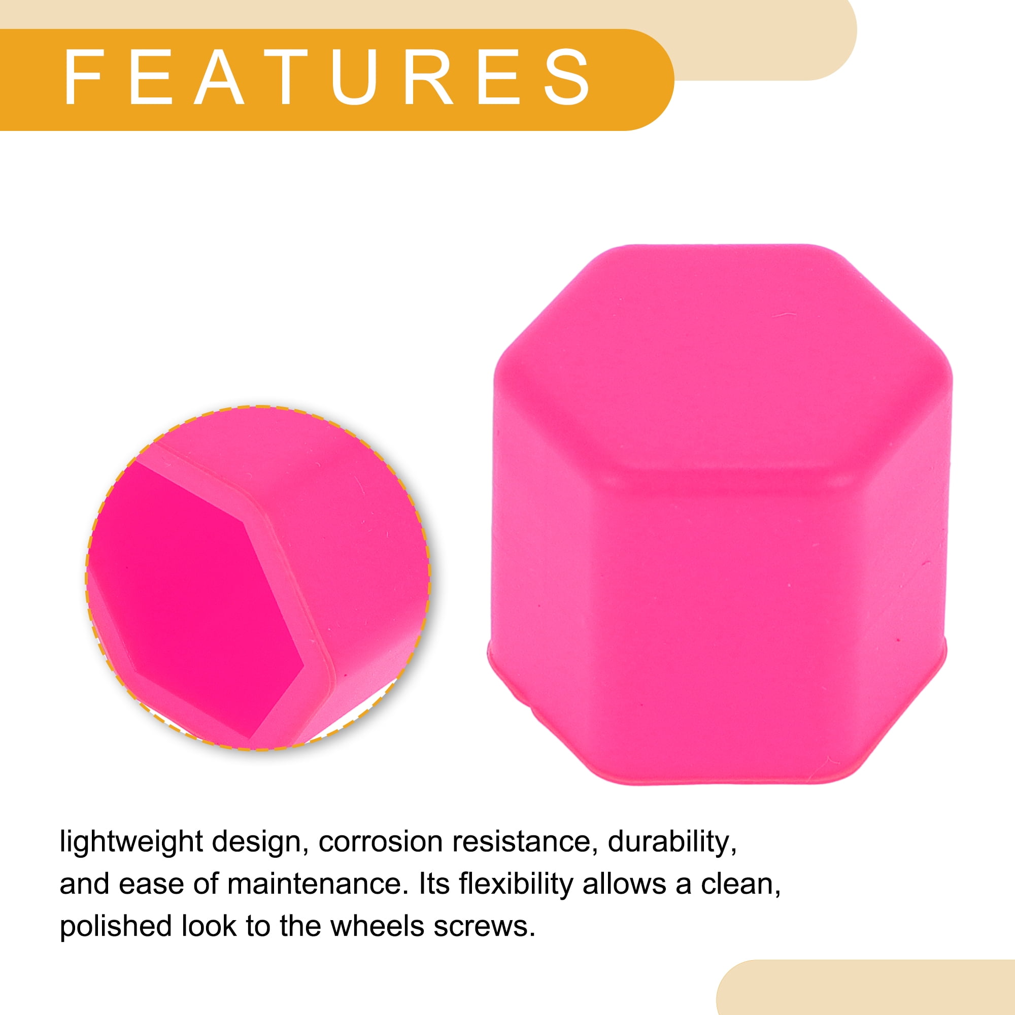 Unique Bargains 20 Pcs Wheel Lug Nut Bolt Cap Cover Protection Silicone Fluorescent Pink