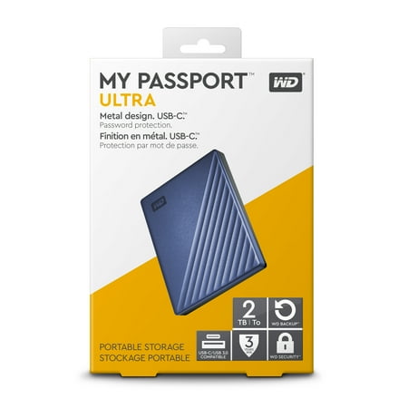 WD - My Passport Ultra 2TB External USB 3.0 Portable Hard Drive - Blue