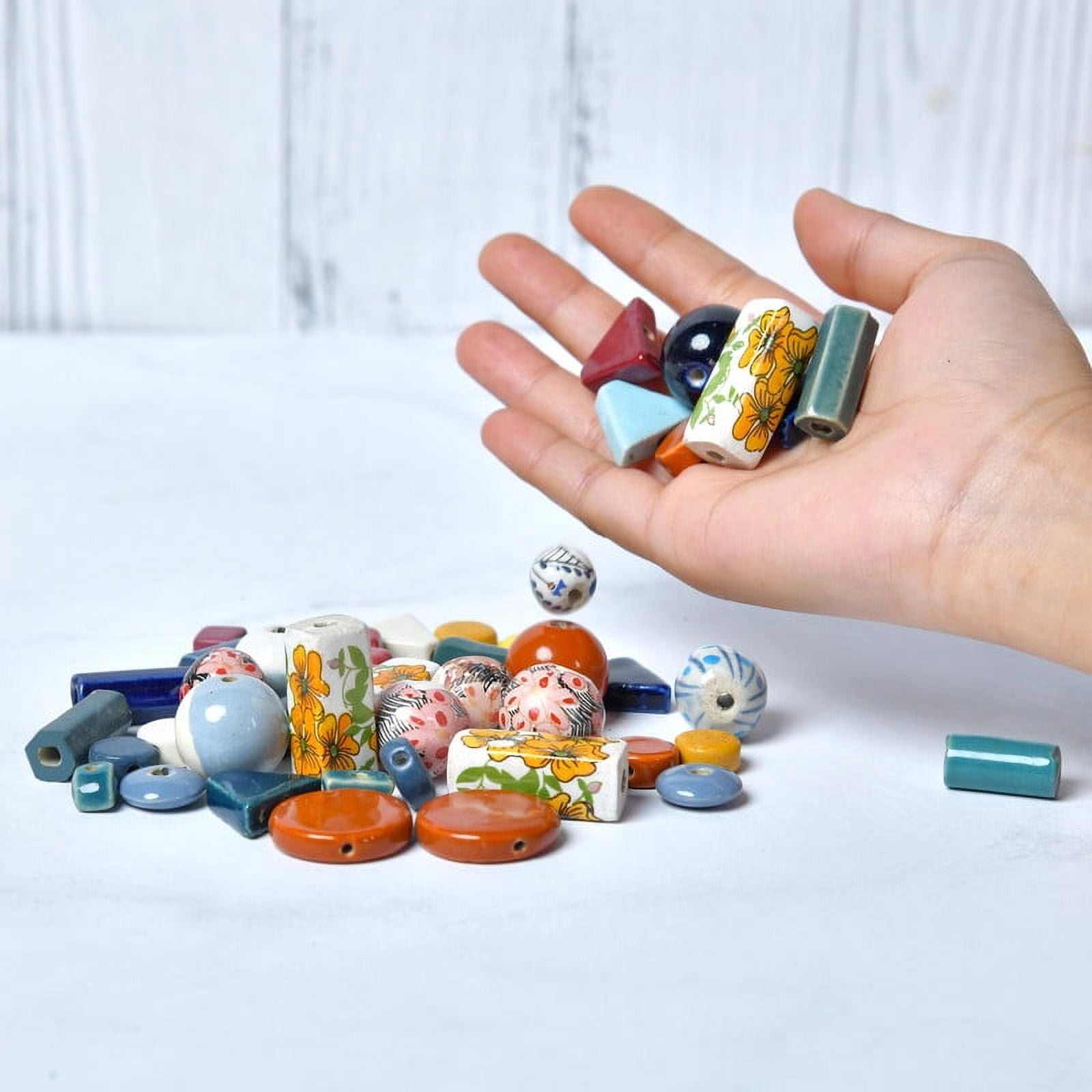 Craft Attic Ceramic Beads Assorted Colors and Shapes, 1/2 Pound Bag