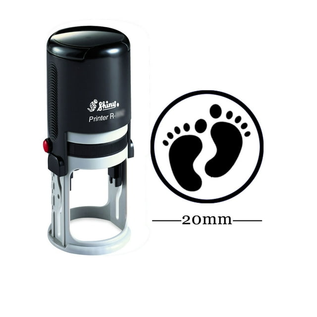 Personalized Custom Shiny 20mm Rubber Mini Stamp FOOTPRINT DESIGN Round Self Inking Kids Teacher Stamp