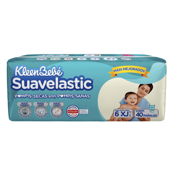 Pañales para bebe Kleenbebé Suavelastic Etapa 6 Extra Jumbo Unisex 40 Piezas