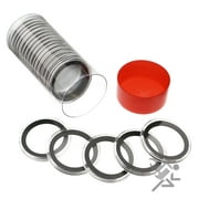 1 Air-Tite Coin Holder Storage Container & 20 Black Ring 38mm Air-Tite Coin Holder Capsules for Silver Dollars