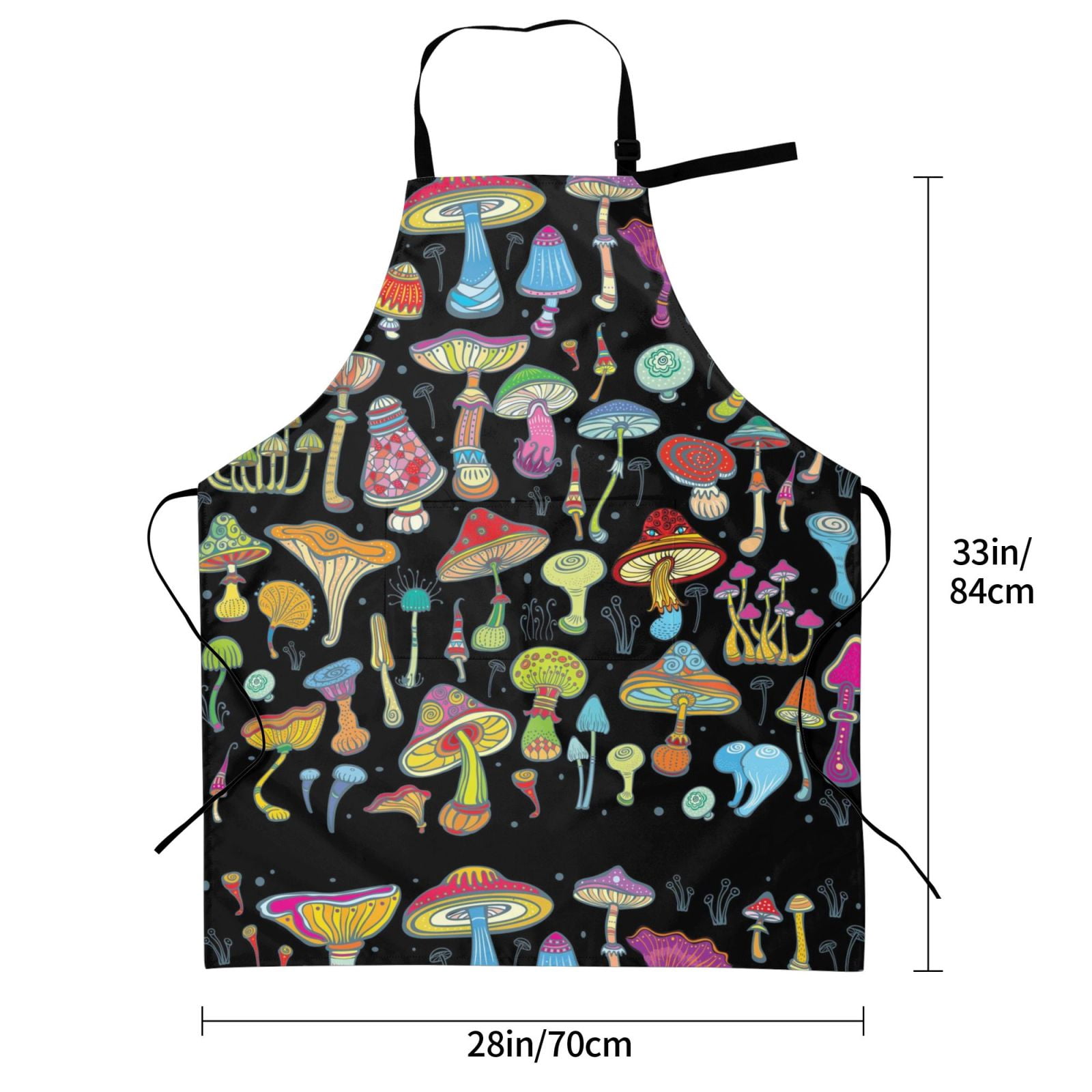 Kdxio Bright Mushrooms Apron with Pockets Adjustable Kitchen Aprons for Men Women Waterproof Aprons for Cooking,Drawing,Crafting, Baking Household Cleaning