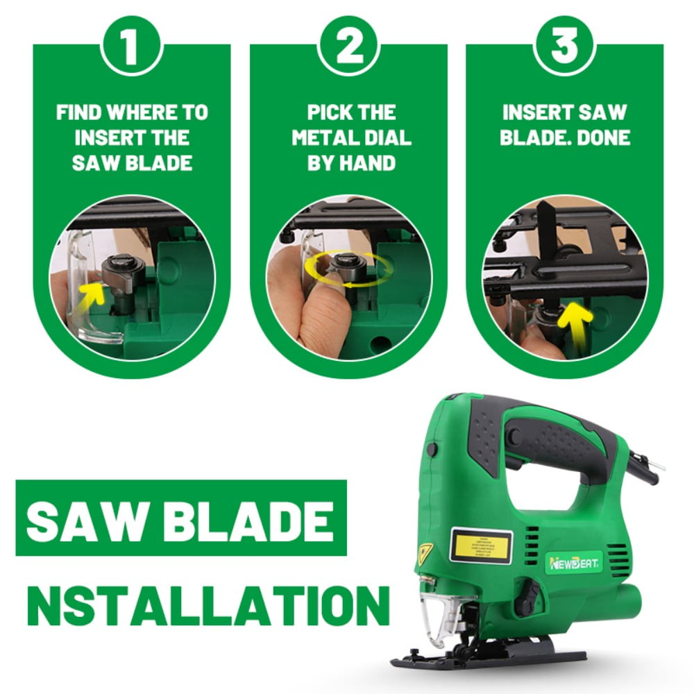 NEWBEAT Jigsaw for Wood & Metal, 550W Variable Speed Electric Jig Saw, 80mm Wood / 55mm Iron Cutting, Power Tool Kit with Blades & Accessories