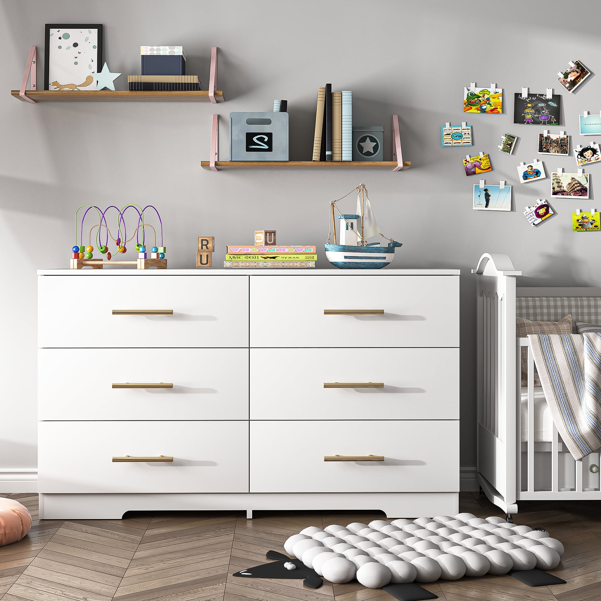 YYAo Wooden 6 Drawer Dresser, Large Modern Chest of 6 Drawers Night Table, TV Stand for 55" TV for Bedroom, Closet, Living Room, White YYAo Wooden 6 Drawer Dresser, Large Modern Chest of 6 Drawers Night Table, TV Stand for 55" TV for Bedroom, Closet, Living Room, White