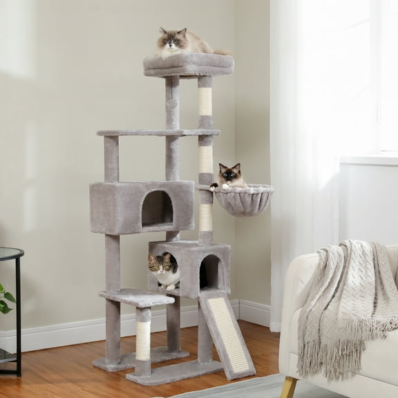 Pefilos 61" Cat Tree Tower for Indoor Cats with Platform and Scratching Posts, Cat Condo Cat Tree House in Pet Supplies, Gray