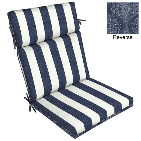 Better Homes & Gardens Blue Pointelized Ogee Stripe 44"L x 21"W Outdoor Patio Dining Chair Cushion