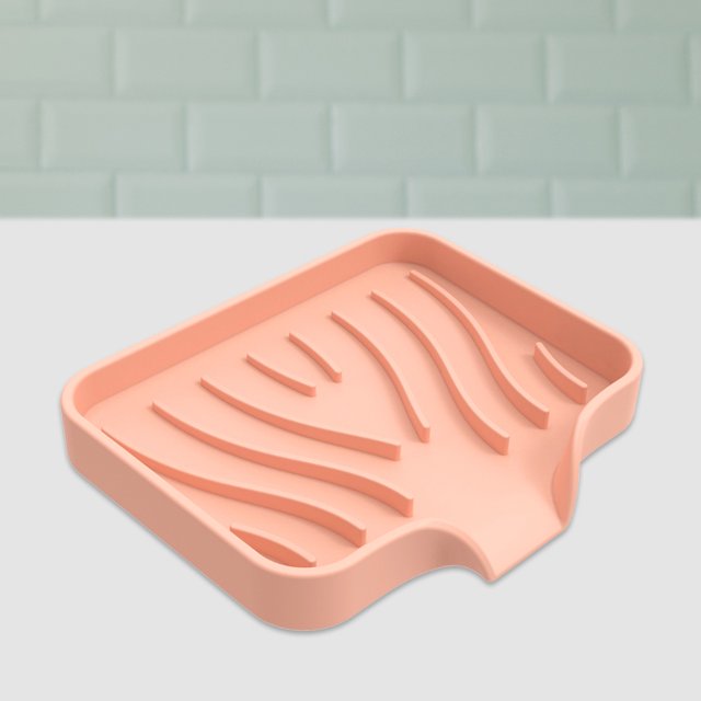 Jabonera de silicona, soporte de esponja para fregadero portátil drenable para baño (rosa) Sywqhk Libre de BPA