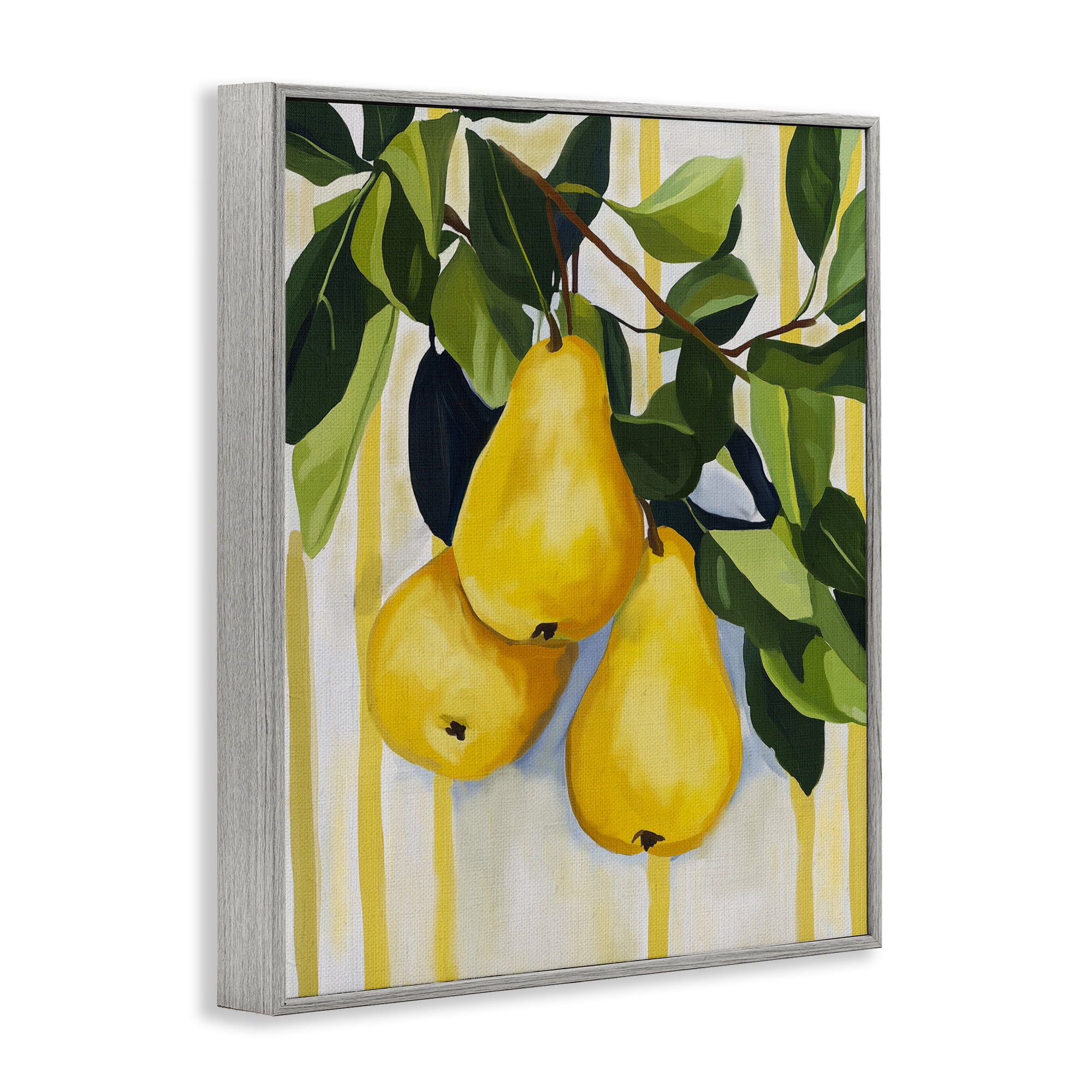 Stupell Industries Pears on Lush Branch Gray Framed Giclee Art, design by Yen