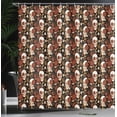 thumbnail image 3 of Ambesonne Halloween Shower Curtain, Mexican Skeleton Heads, 69"Wx75"L, Ruby Off White, 3 of 4