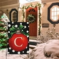 thumbnail image 2 of Christmas Ball Monogram Garden Flag 12x18 Double Sided Burlap, Small Welcome Initial Letter C Family Last Name Yard House Flag Outdoor Decoration (ONLY FLAG), 2 of 6