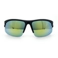 thumbnail image 4 of Mens Yellow Mirror Half Rim Sport Wrap Plastic Sunglasses Matte Black, 4 of 6