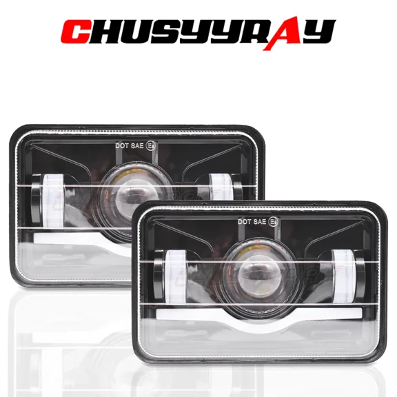For Ford Mustang 1979-1986 4x6 Inch LED Headlight High Low Beam with DRL H4651 Replacement 2Pcs