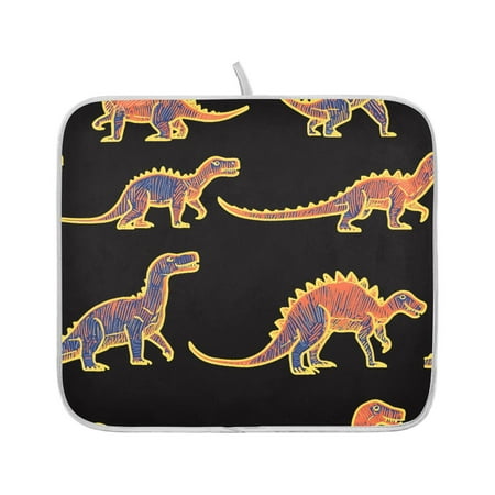 

Ryvnso Dinosaurs Dish Dry Mat for Kitchen Counter Absorbent Drainer Pad 16x18in