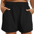 thumbnail image 2 of Ofertas Relampago de Hoy! QATAINLAV Summer Shorts for Women Casual Cotton Button Short Pant Solid Color Lightweight Wide Leg Bermuda Shorts with Pockets Black S, 2 of 8