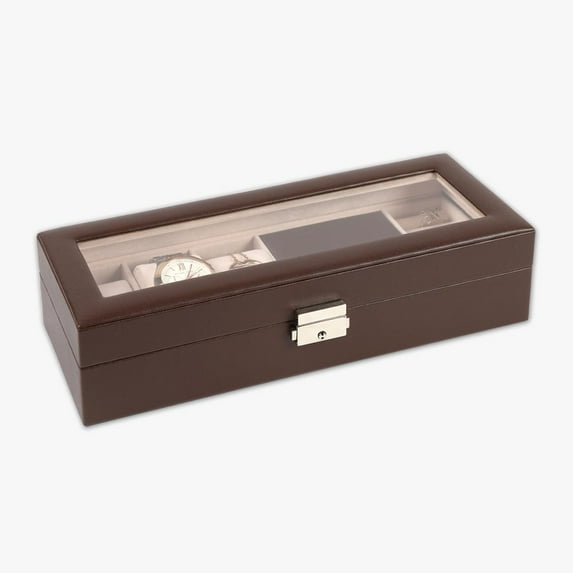 MonogramOnline Watch Case & Jewelry Storage Valet Brown
