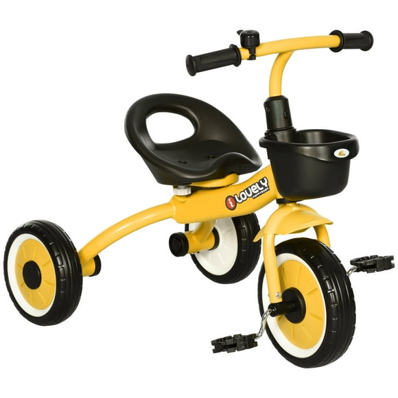 Qaba Tricycle for Kids 2-5 Years, Toddler Bike with Adjustable Seat, Yellow