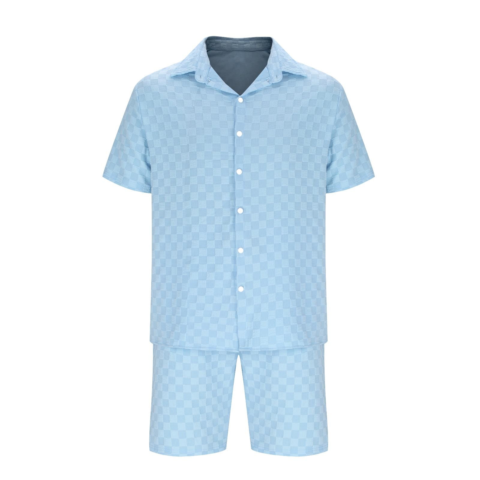 Hurxie Deals Men 2 Piece Outfits Beach Button Down Shirt