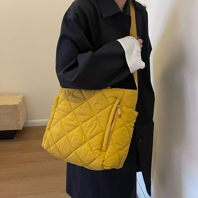 Bolso cruzado mullido para mujer, bolso de hombro acolchado de gran capacidad, bolso de viaje suave