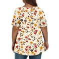 thumbnail image 4 of XADYUY Womens Plus Size Summer Tops 2024 Sexy Short Sleeve Tops Floral Graphic Tees V Neck Shirts Loose Casual Summer Clothes,4XL Saffron, 4 of 4