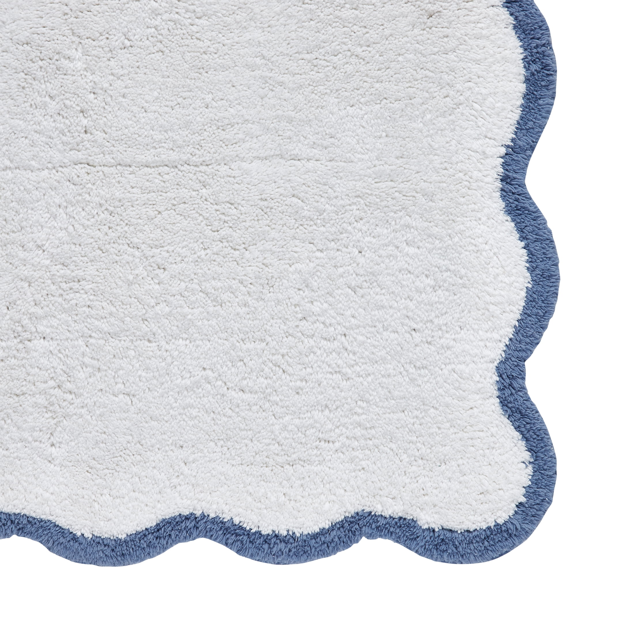 My Texas House Whitney Blue Scallop Cotton Bath Rug, 20" x 32"