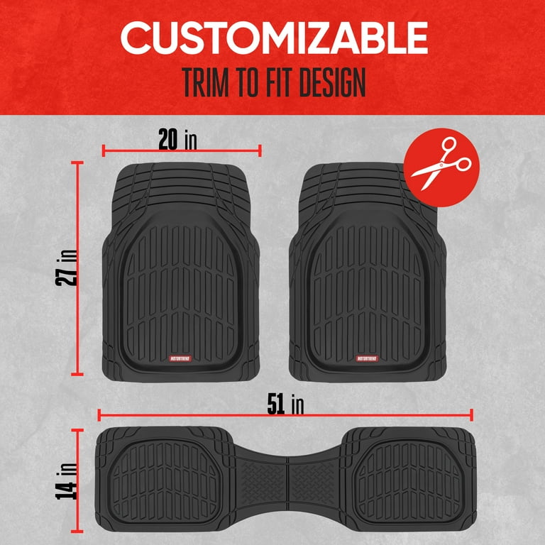 Motor Trend FlexTough Car Floor Mats Contour Liners Heavy Duty Deep Dish Rubber Mats for Car SUV Odorless