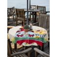 thumbnail image 2 of Outdoor Tablecloths with Umbrella Hole & Zipper, Gnomes Flowers Round Tablecloths 60 Inch, Spring Farmhouse Botanical Floral Striped Waterproof Table Cloth, Patio/Pool/Picnic Table Covers, 2 of 8