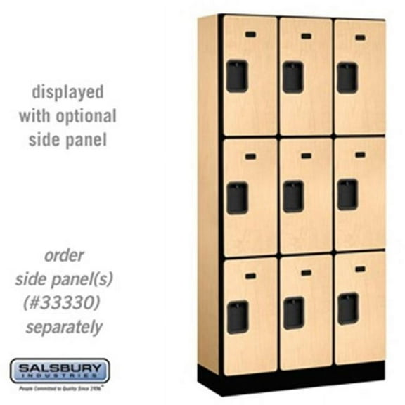 Salsbury 12 in. Triple Tier Designer Wood Locker - Maple - 3 x 6 ft. x 15 in.