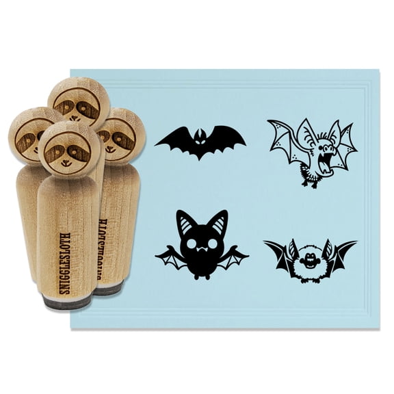 Halloween Bats Rubber Stamp Set for Scrapbooking Crafting Stamping - Mini 1/2 Inch