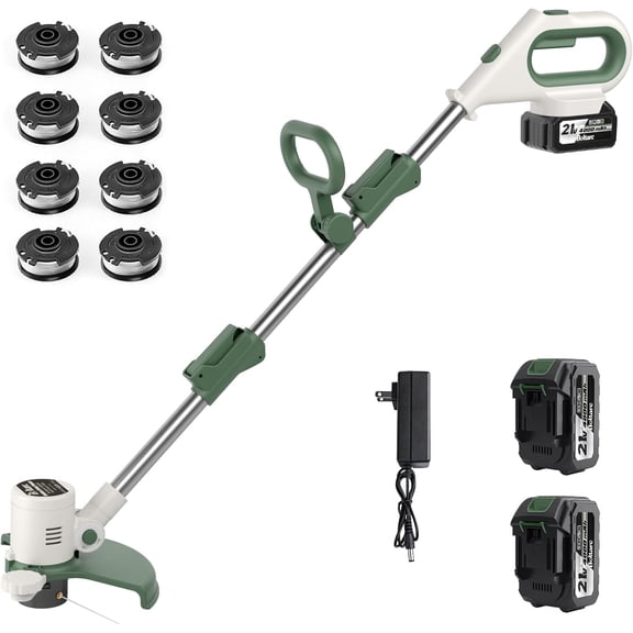 21V 3 in 1 Cordless Weed Wacker Electric Weed Eater Battery Powered String Trimmer Grass Lawn Edge Trimmer Brush Cutter Auto Line Feed 2x4.0Ah Battery 120Mins Runtime for Garden Lawn Yard Maintenan