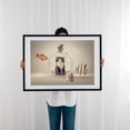 thumbnail image 3 of curiosity killed the cat - Photography Humor Surrealism Cat Animal Whimsical Bird Marine Life Black Framed Wall Art Print 24 x 36 inches, 3 of 7