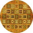 thumbnail image 1 of Ahgly Company Indoor Round Abstract Yellow Modern Area Rugs, 3' Round, 1 of 4