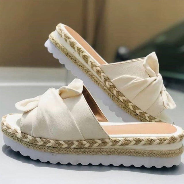 Chaussures à Plateforme Compensée pour Femmes Semelles Épaisses Sandales Plates de Plage Intérieur Extérieur Sandales Décontractées Sandales Femmes Blanches 43