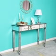 thumbnail image 3 of IVV Modern 3-Drawers Mirrored Computer Desk Dressing Table for Bedroom, Antique Silver, 3 of 10