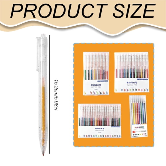 Glitter Gel Pen Assorted Colors Sparkly Marker Fine Point Water Based Ink for Art Projects Greeting Cards