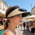 thumbnail image 3 of Khaki Summer Straw Sun Hat With Solar Powered Fan Polyester Mesh Visor Cap For Outdoor Travel 22.0X4.7X3.9 In, 3 of 7