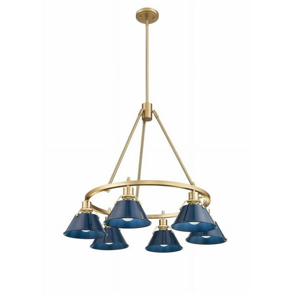 3306-6 BCB-NVY Golden Lighting Orwell - 6 Light Chandelier-20.38 Inches Tall and 29 Inches Wide-Brushed Champagne Bronze Finish-Matte Navy Shade Color