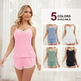thumbnail image 7 of QYLUX Womens Pajama Sets Ultra Soft Lingerie Sleepwear 2 Piece Cami Shorts Set V Neck Pj Lace Nightwear, 7 of 7