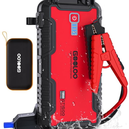 GOOLOO Jump Starter Battery Pack - RED 1500A BLACK 2000A Peak Jump Box, Water-Resistant Battery Booster for Up to 8.0L Gas or 6.0L Diesel Engine,12V SuperSafe Portable Jumper Starter with Quick Charge