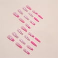 thumbnail image 4 of Fofosbeauty 24pcs Press on False Nails, Long Coffin Fake Acrylic Nails, Rose Red Glitter French White Irregular English, 4 of 9